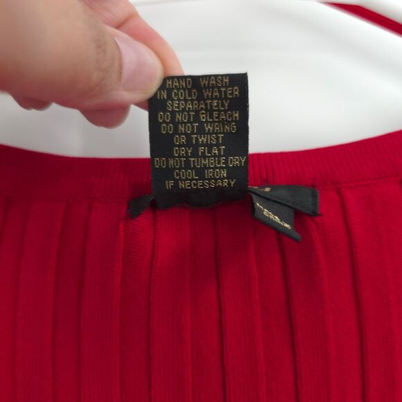 Radzoli Beaded Ribbed Sweater Long Sleeve Holiday Party Vegas Bling Red Large - Picture 9 of 16